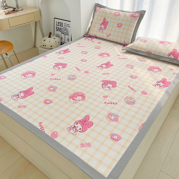 91家纺网 家纺一手货源 找家纺 云恋家纺 2026正版授权小版冰丝席卡通凉席三件套可折叠水洗软席子儿童单双人凉感空调席子 小版-格格美乐蒂