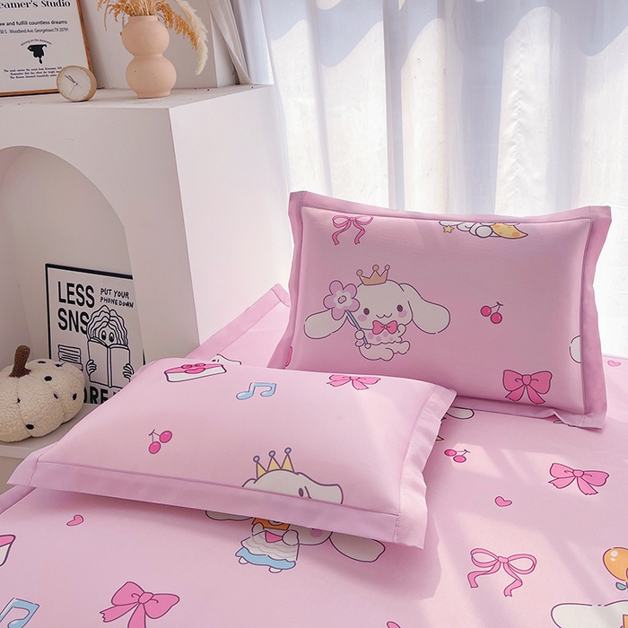 91家纺网 家纺一手货源 找家纺 云恋家纺 2026正版授权小版冰丝席卡通凉席三件套可折叠水洗软席子儿童单双人凉感空调席子 小版-蝴蝶结大耳狗