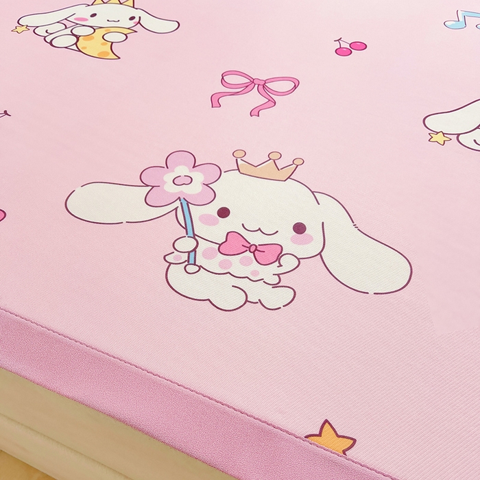 91家纺网 家纺一手货源 找家纺 云恋家纺 2026正版授权小版冰丝席卡通凉席三件套可折叠水洗软席子儿童单双人凉感空调席子 小版-蝴蝶结大耳狗