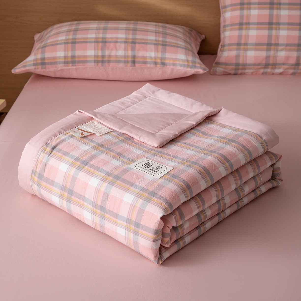 91家纺网 家纺一手货源 找家纺 （总）几禾 2026春夏新款色织水洗棉棉花夏被夏凉被空调被