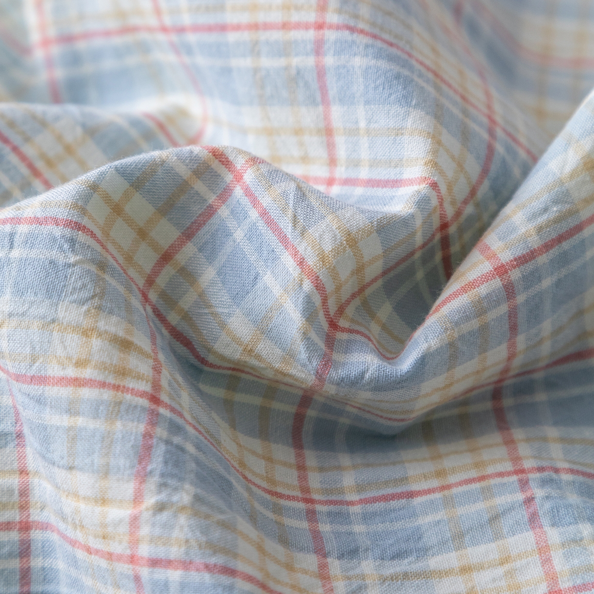 91家纺网 家纺一手货源 找家纺 几禾 2026春夏新款色织水洗棉棉花夏被夏凉被空调被 密格蓝