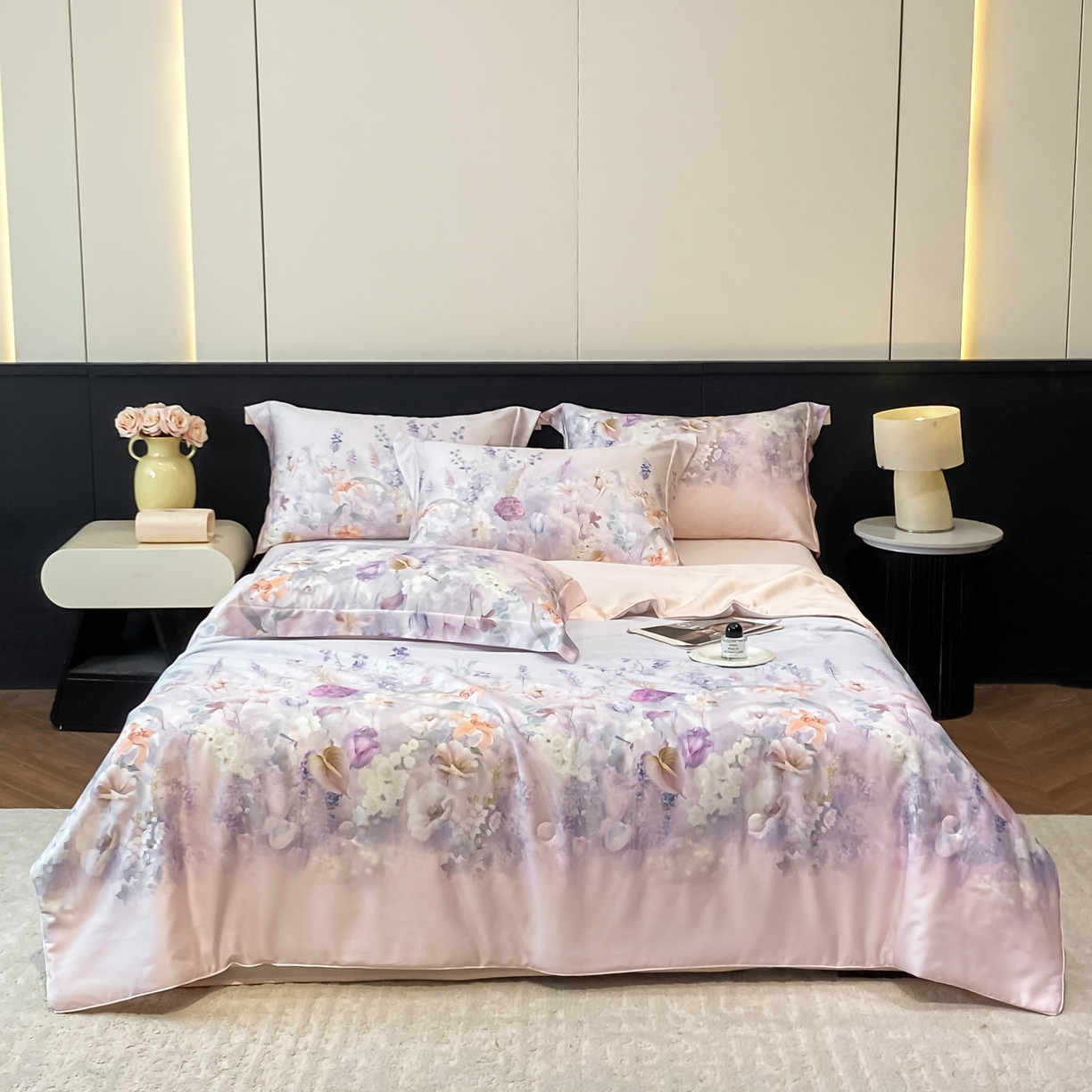 91家纺网 家纺一手货源 找家纺 （总）新方向 2026数码印花A类20%蚕丝天丝棉夏被四件套 65%60s兰精天丝 35%100支长绒棉-那些花儿