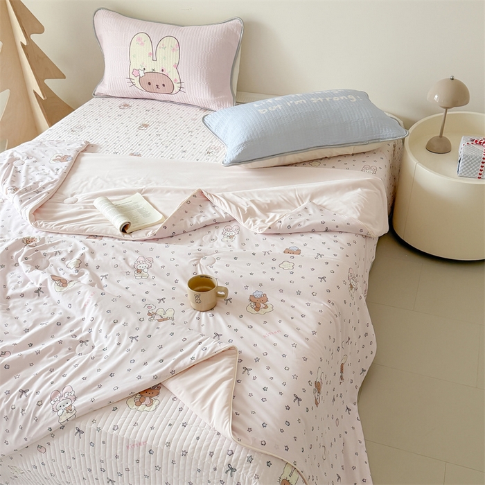 （总）吾欢心 2026夏季新款仿锦安凉感丝床盖款夏被四件套可可机洗凉感值大于0.2