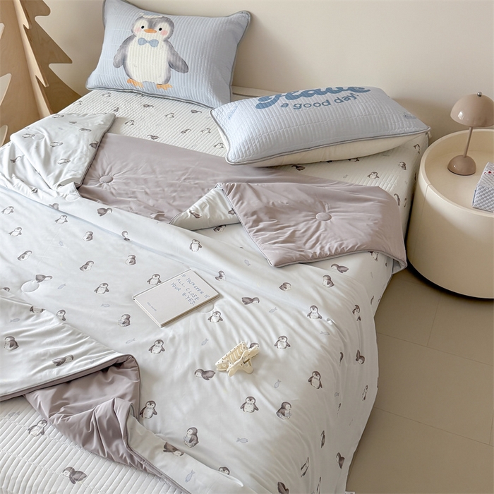 91家纺网 家纺一手货源 找家纺 （总）吾欢心 2026夏季新款仿锦安凉感丝床盖款夏被四件套可可机洗凉感值大于0.2