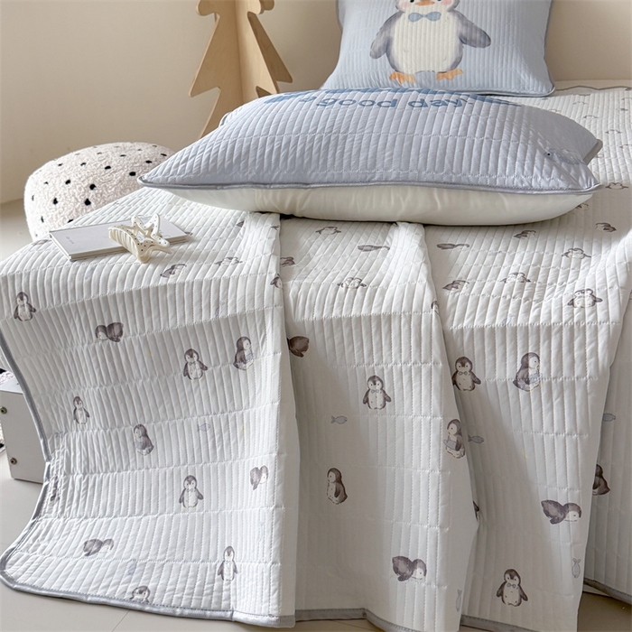 91家纺网 家纺一手货源 找家纺 吾欢心 2026夏季新款仿锦安凉感丝床盖款夏被四件套可可机洗凉感值大于0.2 冰雪萌宠