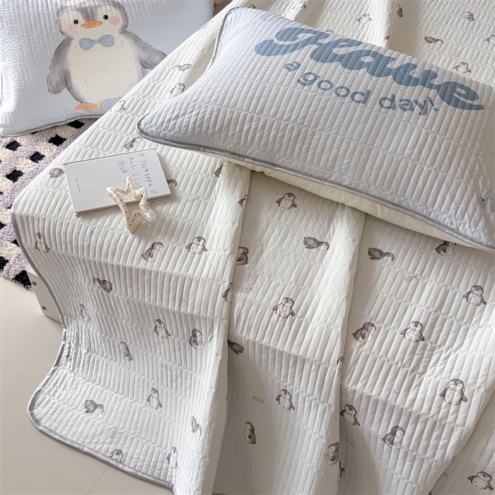 91家纺网 家纺一手货源 找家纺 吾欢心 2026夏季新款仿锦安凉感丝床盖款夏被四件套可可机洗凉感值大于0.2 冰雪萌宠