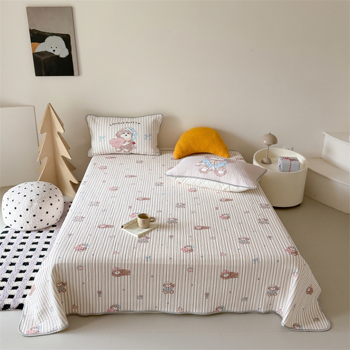 91家纺网 家纺一手货源 找家纺 吾欢心 2026夏季新款仿锦安凉感丝床盖款夏被四件套可可机洗凉感值大于0.2 乖乖小狗