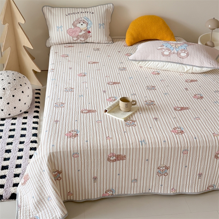 91家纺网 家纺一手货源 找家纺 吾欢心 2026夏季新款仿锦安凉感丝床盖款夏被四件套可可机洗凉感值大于0.2 乖乖小狗