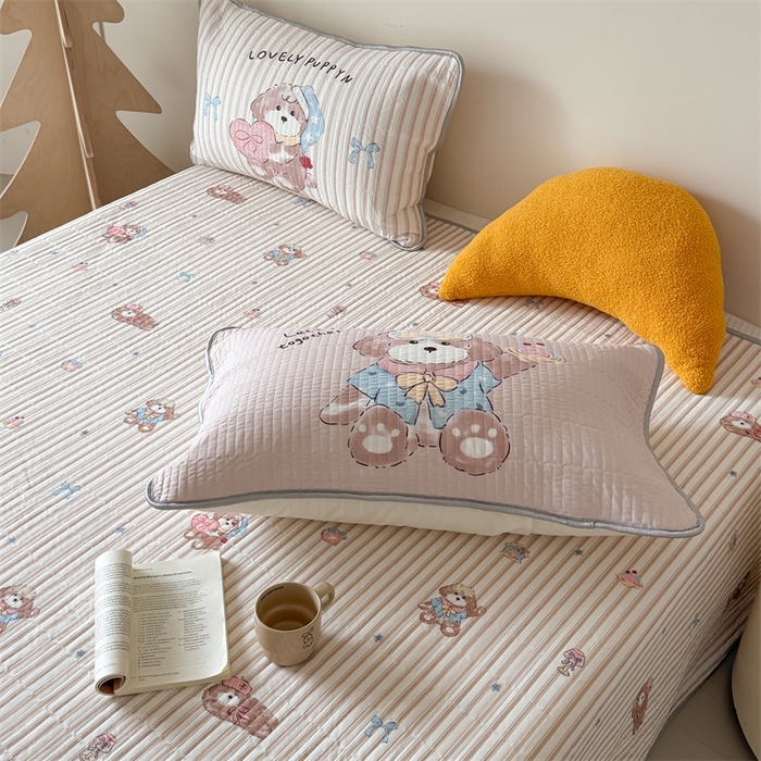 91家纺网 家纺一手货源 找家纺 吾欢心 2026夏季新款仿锦安凉感丝床盖款夏被四件套可可机洗凉感值大于0.2 乖乖小狗