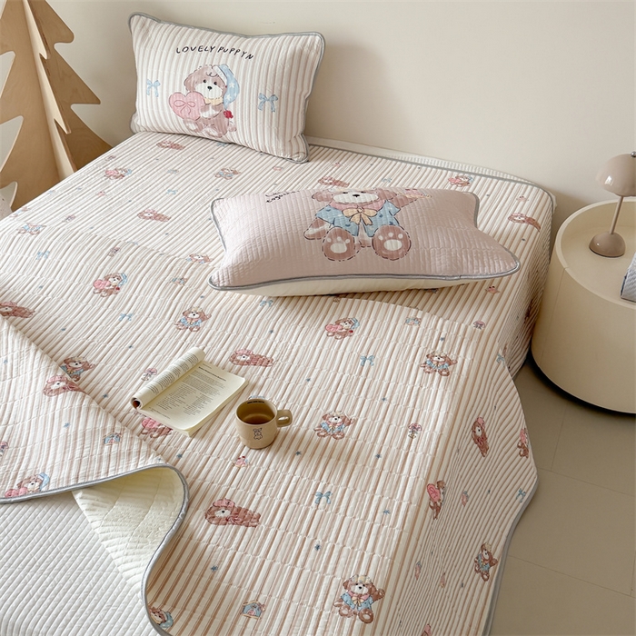 91家纺网 家纺一手货源 找家纺 吾欢心 2026夏季新款仿锦安凉感丝床盖款夏被四件套可可机洗凉感值大于0.2 乖乖小狗