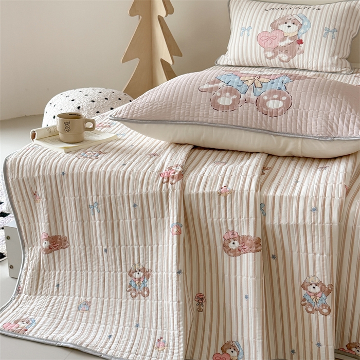 91家纺网 家纺一手货源 找家纺 吾欢心 2026夏季新款仿锦安凉感丝床盖款夏被四件套可可机洗凉感值大于0.2 乖乖小狗