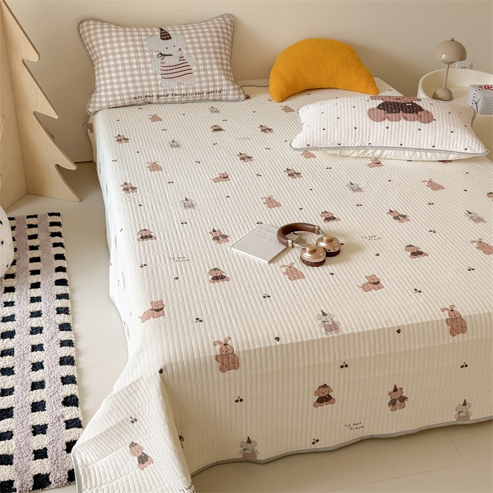 91家纺网 家纺一手货源 找家纺 吾欢心 2026夏季新款仿锦安凉感丝床盖款夏被四件套可可机洗凉感值大于0.2 可爱萌物