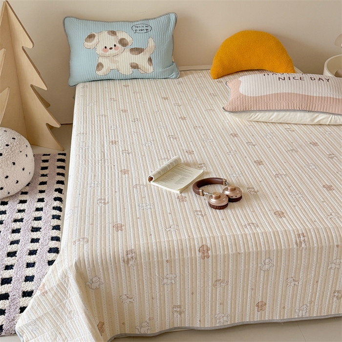 91家纺网 家纺一手货源 找家纺 吾欢心 2026夏季新款仿锦安凉感丝床盖款夏被四件套可可机洗凉感值大于0.2 眠眠狗