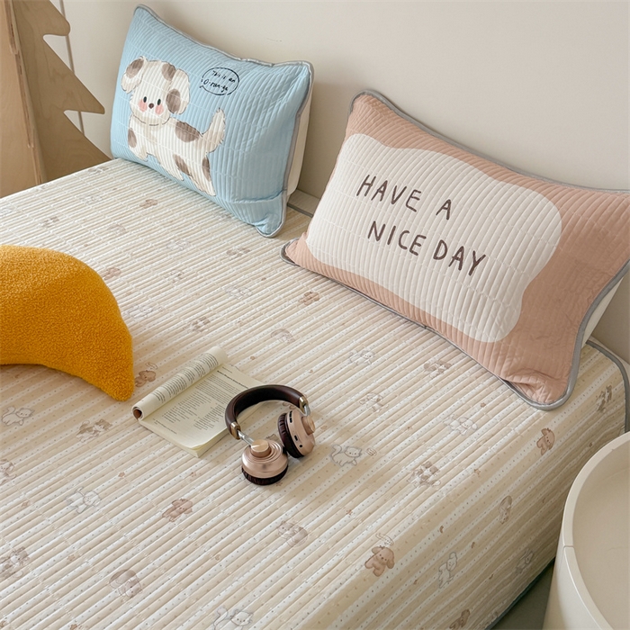 91家纺网 家纺一手货源 找家纺 吾欢心 2026夏季新款仿锦安凉感丝床盖款夏被四件套可可机洗凉感值大于0.2 眠眠狗