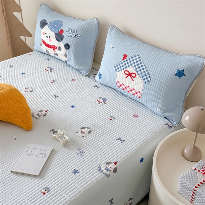 91家纺网 家纺一手货源 找家纺 吾欢心 2026夏季新款仿锦安凉感丝床盖款夏被四件套可可机洗凉感值大于0.2 软萌狗