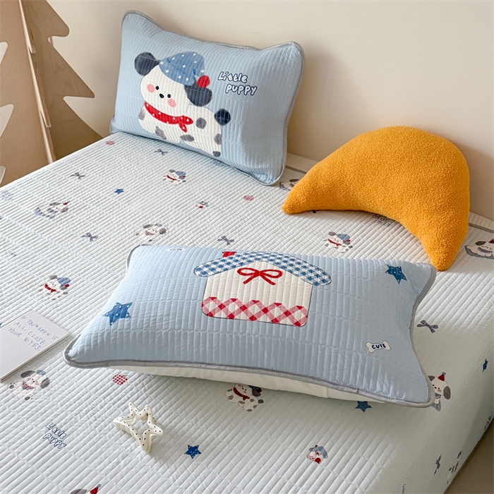 91家纺网 家纺一手货源 找家纺 吾欢心 2026夏季新款仿锦安凉感丝床盖款夏被四件套可可机洗凉感值大于0.2 软萌狗