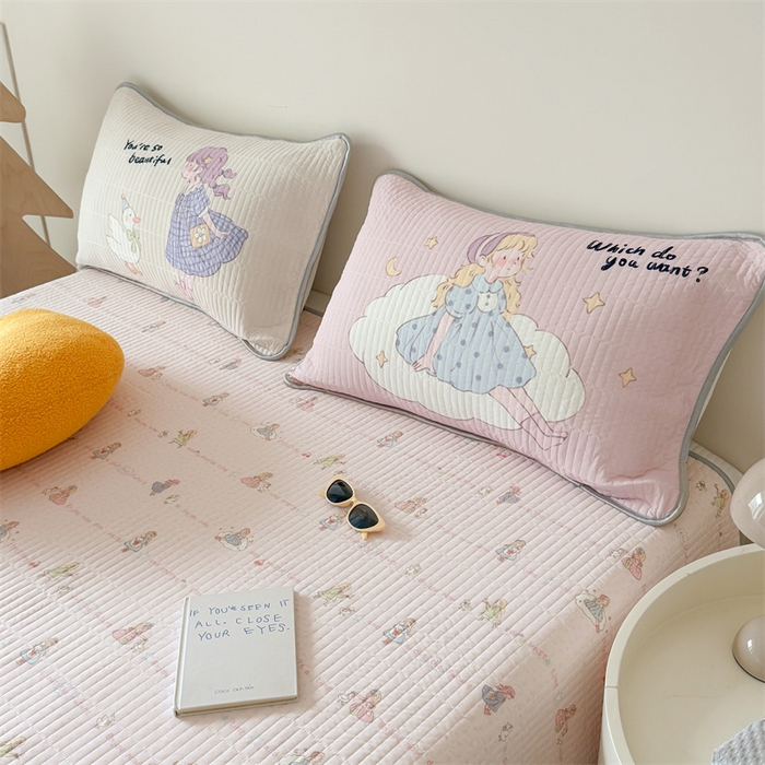 91家纺网 家纺一手货源 找家纺 吾欢心 2026夏季新款仿锦安凉感丝床盖款夏被四件套可可机洗凉感值大于0.2 晚安公主