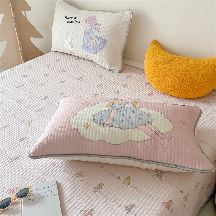 91家纺网 家纺一手货源 找家纺 吾欢心 2026夏季新款仿锦安凉感丝床盖款夏被四件套可可机洗凉感值大于0.2 晚安公主