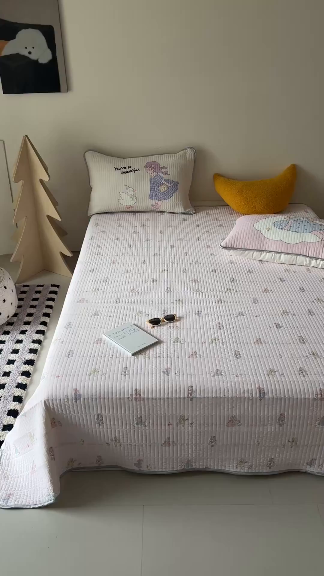 91家纺网 家纺一手货源 找家纺 吾欢心 2026夏季新款仿锦安凉感丝床盖款夏被四件套可可机洗凉感值大于0.2 晚安公主