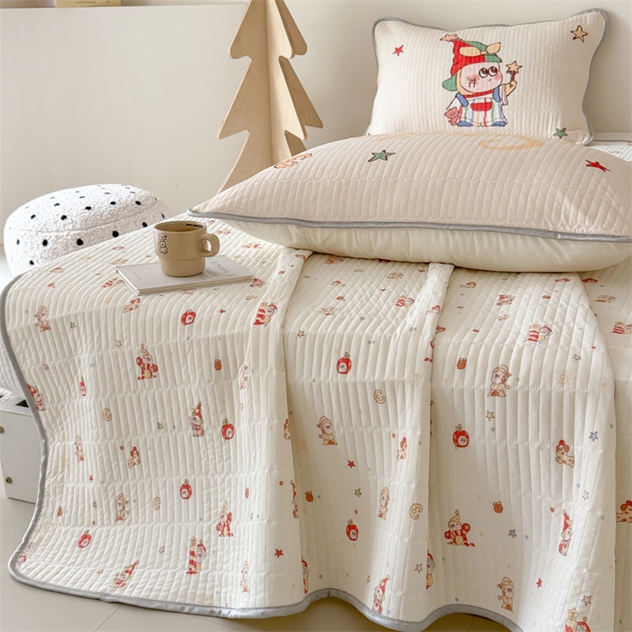 91家纺网 家纺一手货源 找家纺 吾欢心 2026夏季新款仿锦安凉感丝床盖款夏被四件套可可机洗凉感值大于0.2 星球宝贝