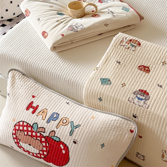 91家纺网 家纺一手货源 找家纺 吾欢心 2026夏季新款仿锦安凉感丝床盖款夏被四件套可可机洗凉感值大于0.2 组合