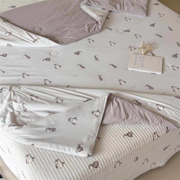 91家纺网 家纺一手货源 找家纺 吾欢心 2026夏季新款A类仿锦安凉感丝夏凉被空调被 冰雪萌宠