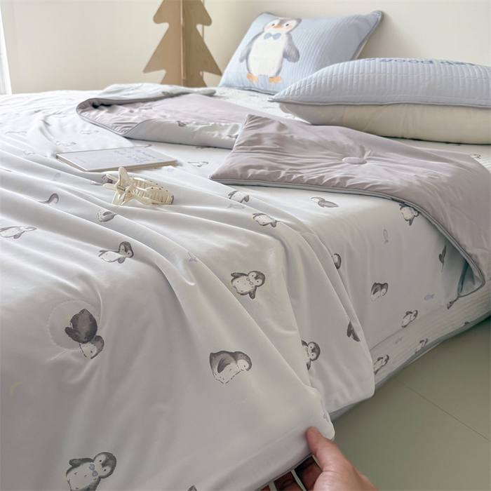 91家纺网 家纺一手货源 找家纺 吾欢心 2026夏季新款A类仿锦安凉感丝夏凉被空调被 冰雪萌宠