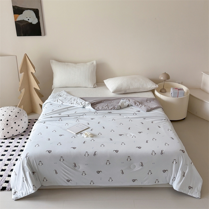 91家纺网 家纺一手货源 找家纺 吾欢心 2026夏季新款A类仿锦安凉感丝夏凉被空调被 冰雪萌宠