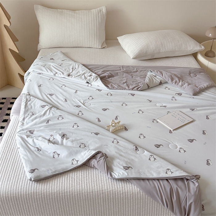 91家纺网 家纺一手货源 找家纺 吾欢心 2026夏季新款A类仿锦安凉感丝夏凉被空调被 冰雪萌宠