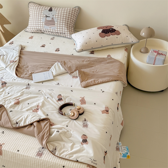 91家纺网 家纺一手货源 找家纺 吾欢心 2026夏季新款A类仿锦安凉感丝夏凉被空调被 可爱萌物