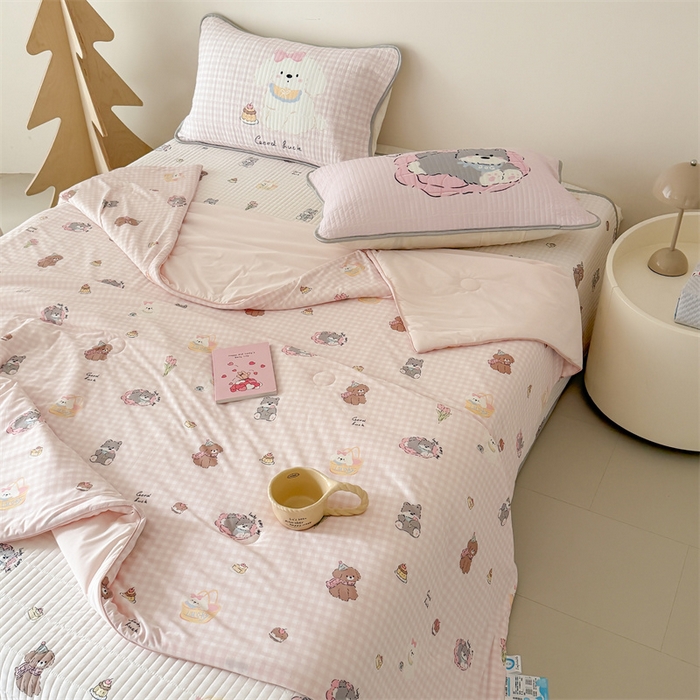 91家纺网 家纺一手货源 找家纺 吾欢心 2026夏季新款A类仿锦安凉感丝夏凉被空调被 萌趣小狗