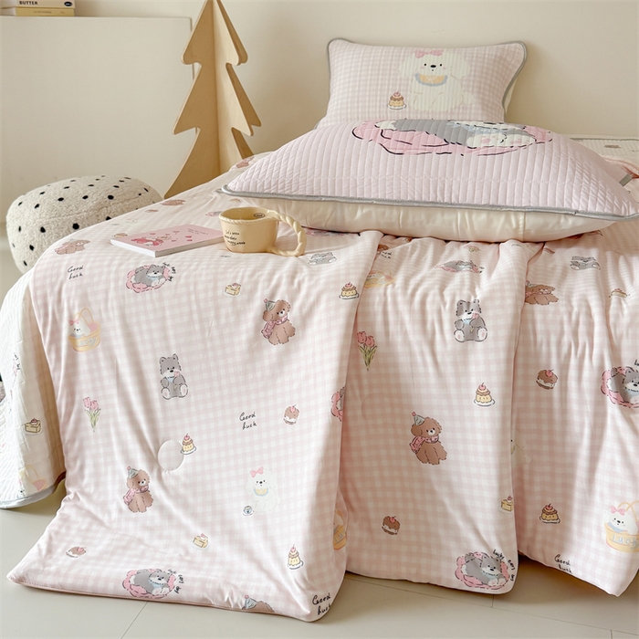 91家纺网 家纺一手货源 找家纺 吾欢心 2026夏季新款A类仿锦安凉感丝夏凉被空调被 萌趣小狗