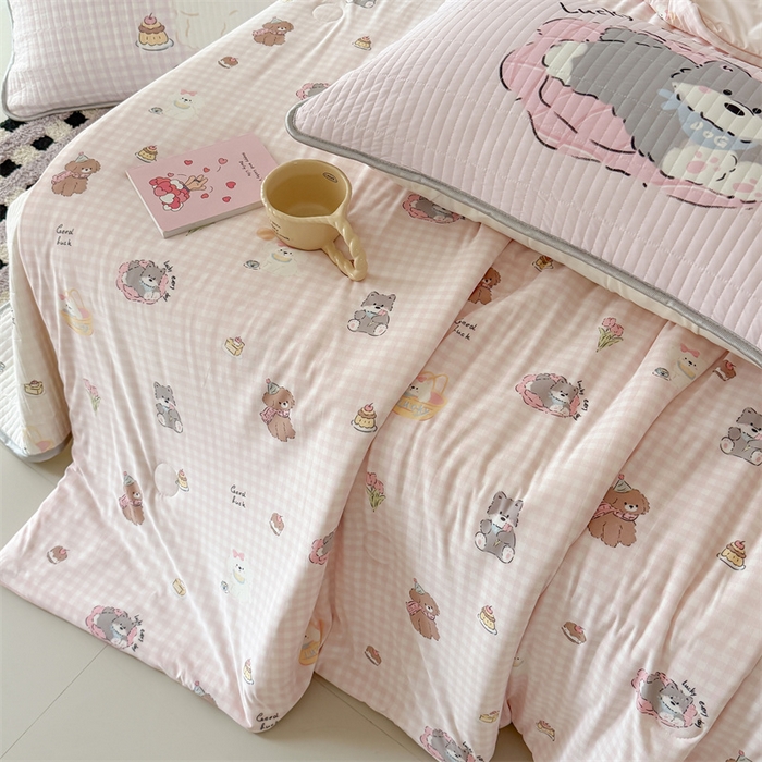 91家纺网 家纺一手货源 找家纺 吾欢心 2026夏季新款A类仿锦安凉感丝夏凉被空调被 萌趣小狗