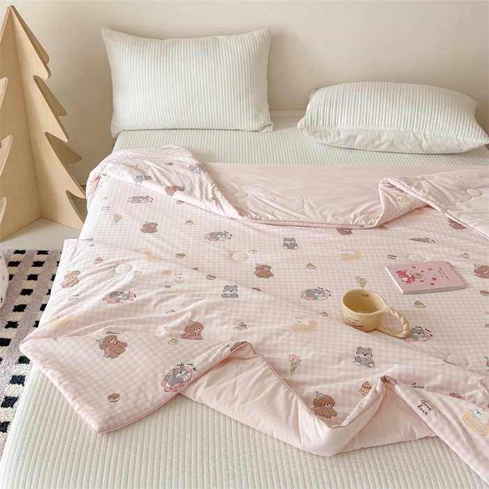 91家纺网 家纺一手货源 找家纺 吾欢心 2026夏季新款A类仿锦安凉感丝夏凉被空调被 萌趣小狗