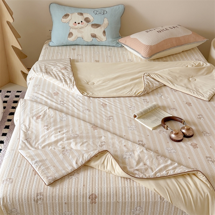 91家纺网 家纺一手货源 找家纺 吾欢心 2026夏季新款A类仿锦安凉感丝夏凉被空调被 眠眠狗