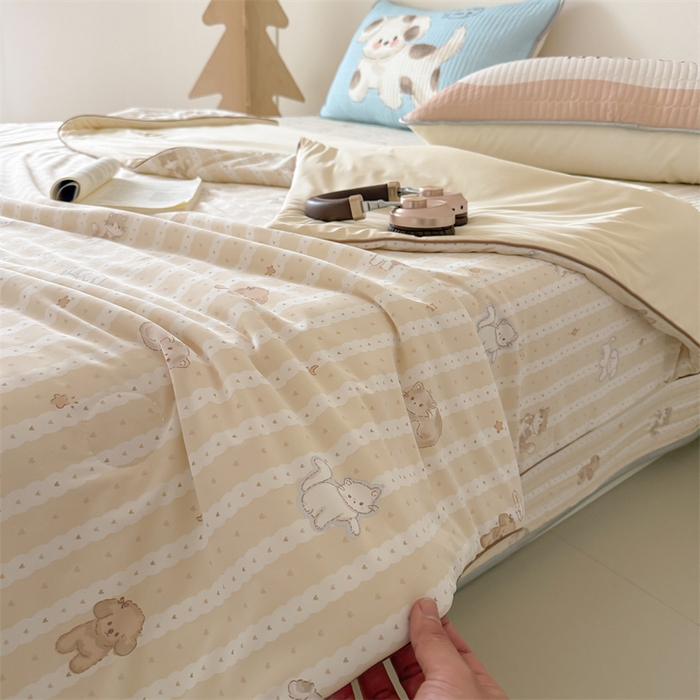 91家纺网 家纺一手货源 找家纺 吾欢心 2026夏季新款A类仿锦安凉感丝夏凉被空调被 眠眠狗