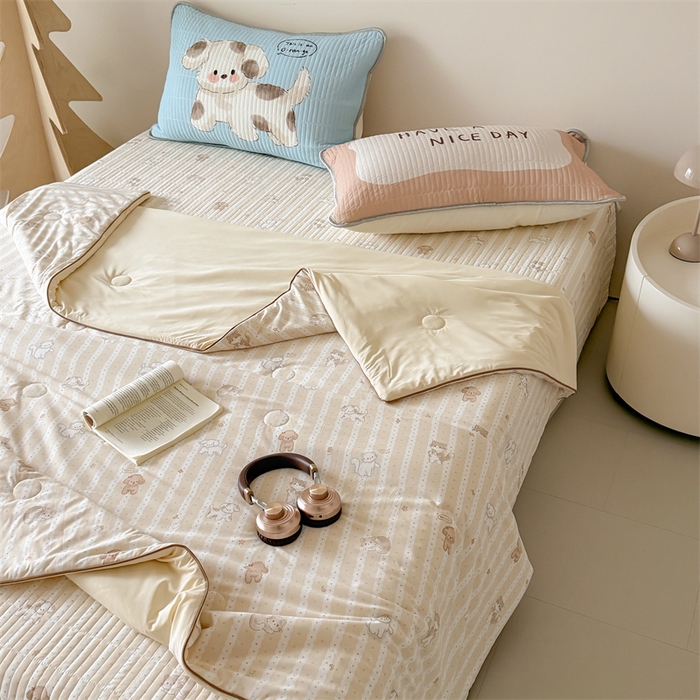 91家纺网 家纺一手货源 找家纺 吾欢心 2026夏季新款A类仿锦安凉感丝夏凉被空调被 眠眠狗