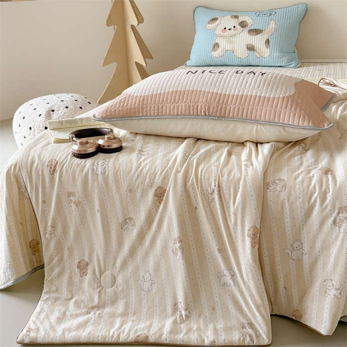 91家纺网 家纺一手货源 找家纺 吾欢心 2026夏季新款A类仿锦安凉感丝夏凉被空调被 眠眠狗