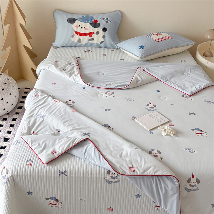 91家纺网 家纺一手货源 找家纺 吾欢心 2026夏季新款A类仿锦安凉感丝夏凉被空调被 软萌狗