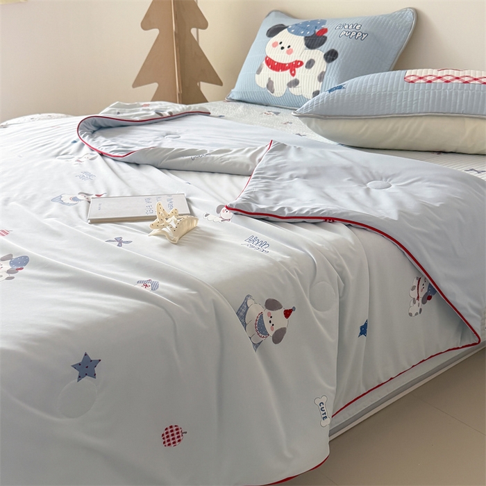 91家纺网 家纺一手货源 找家纺 吾欢心 2026夏季新款A类仿锦安凉感丝夏凉被空调被 软萌狗