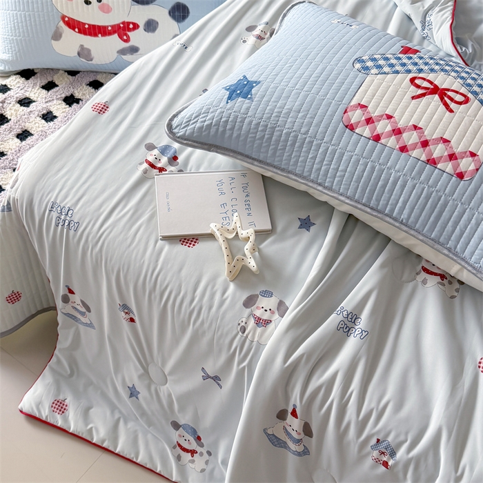 91家纺网 家纺一手货源 找家纺 吾欢心 2026夏季新款A类仿锦安凉感丝夏凉被空调被 软萌狗