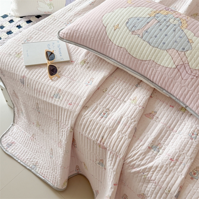 91家纺网 家纺一手货源 找家纺 吾欢心 2026夏季新款A类仿锦安凉感丝夏凉被空调被 晚安公主