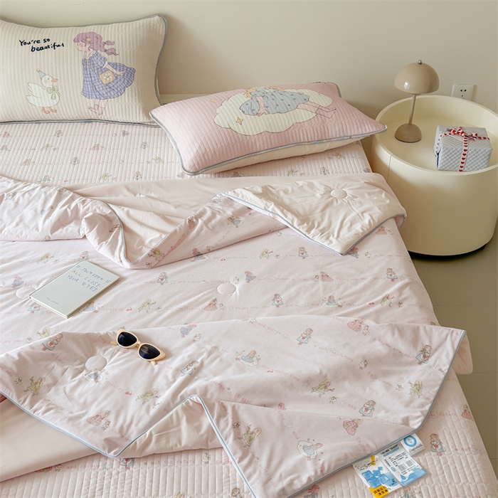 91家纺网 家纺一手货源 找家纺 吾欢心 2026夏季新款A类仿锦安凉感丝夏凉被空调被 晚安公主