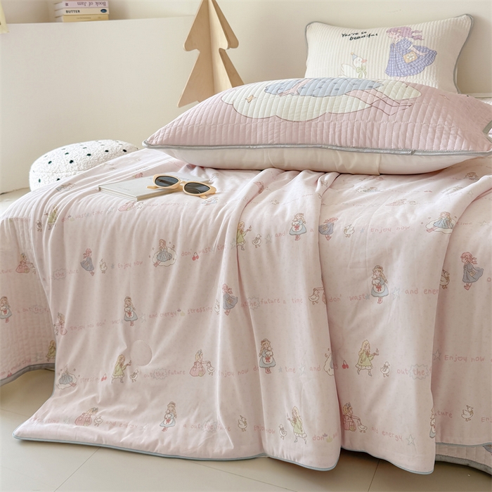 91家纺网 家纺一手货源 找家纺 吾欢心 2026夏季新款A类仿锦安凉感丝夏凉被空调被 晚安公主