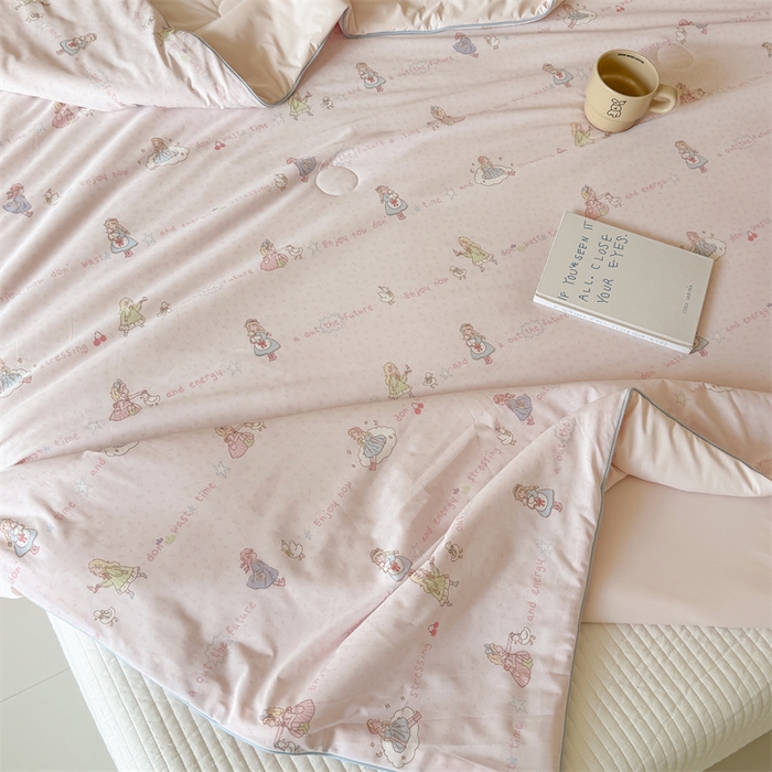 91家纺网 家纺一手货源 找家纺 吾欢心 2026夏季新款A类仿锦安凉感丝夏凉被空调被 晚安公主