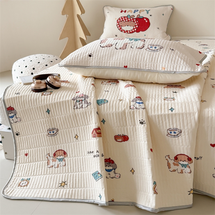 91家纺网 家纺一手货源 找家纺 吾欢心 2026夏季新款A类仿锦安凉感丝夏凉被空调被 汪汪乐园