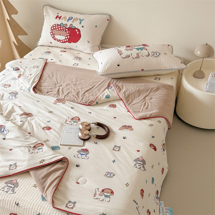 91家纺网 家纺一手货源 找家纺 吾欢心 2026夏季新款A类仿锦安凉感丝夏凉被空调被 汪汪乐园