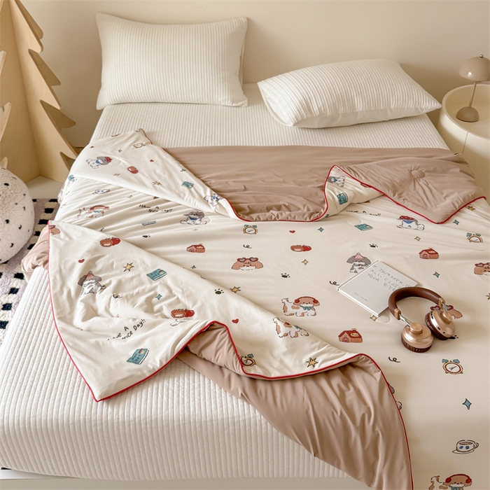 91家纺网 家纺一手货源 找家纺 吾欢心 2026夏季新款A类仿锦安凉感丝夏凉被空调被 汪汪乐园