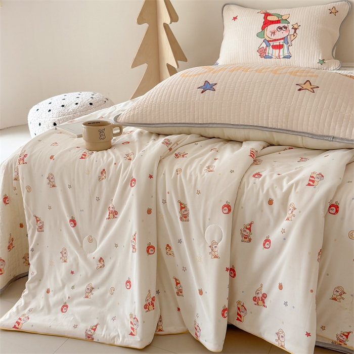 91家纺网 家纺一手货源 找家纺 吾欢心 2026夏季新款A类仿锦安凉感丝夏凉被空调被 星球宝贝