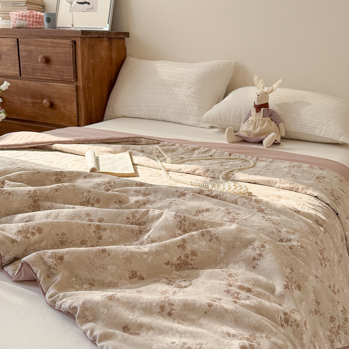 91家纺网 家纺一手货源 找家纺 （总）Sweet dreams甜梦 2026新款A类全棉双层纱锦氨凉感夏被